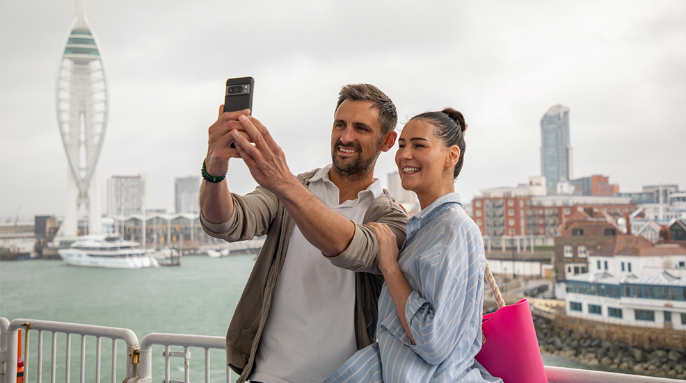 Couple on board DFDS Stena Vinga leaving port in Portsmouth